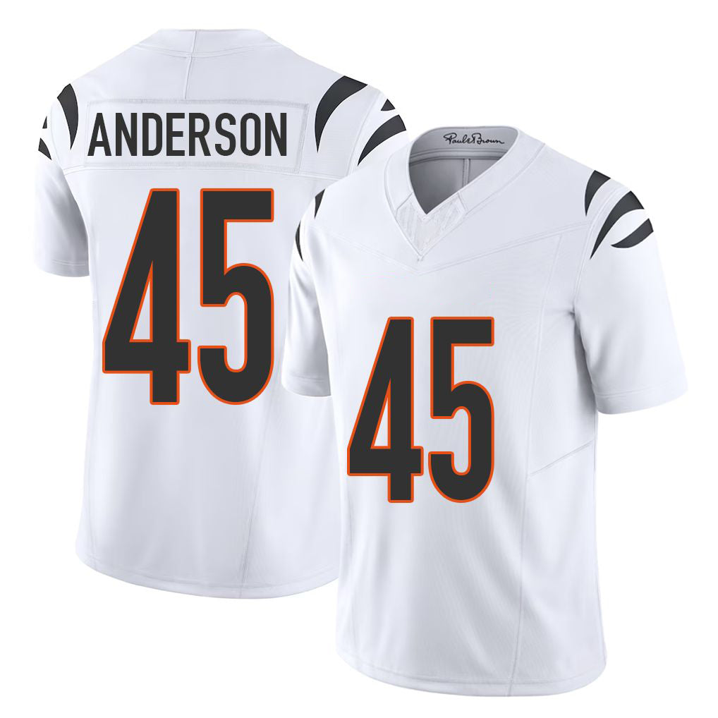 Cincinnati #45 Anderson Player Football V Neck Short Sleeve White Jersey Liam For Men Youth Women Gift