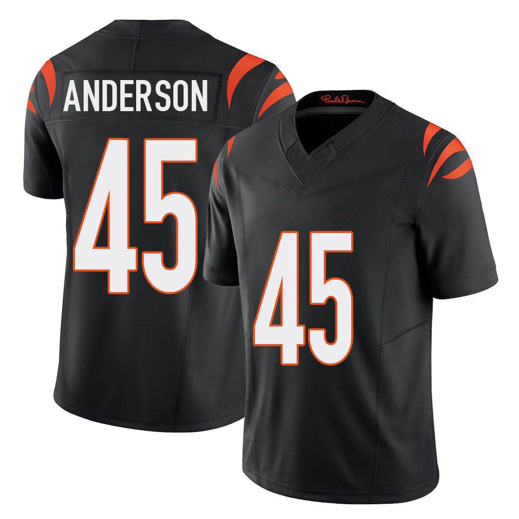 Cincinnati #45 Anderson Player Football V Neck Short Sleeve black Jersey Liam For Men Youth Women Gift