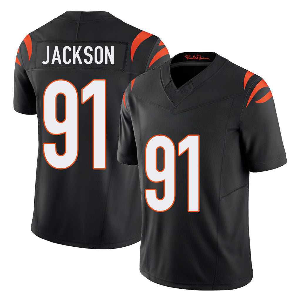Cincinnati #91 Jackson Player Football V Neck Short Sleeve black Jersey McKinnley For Men Youth Women Gift