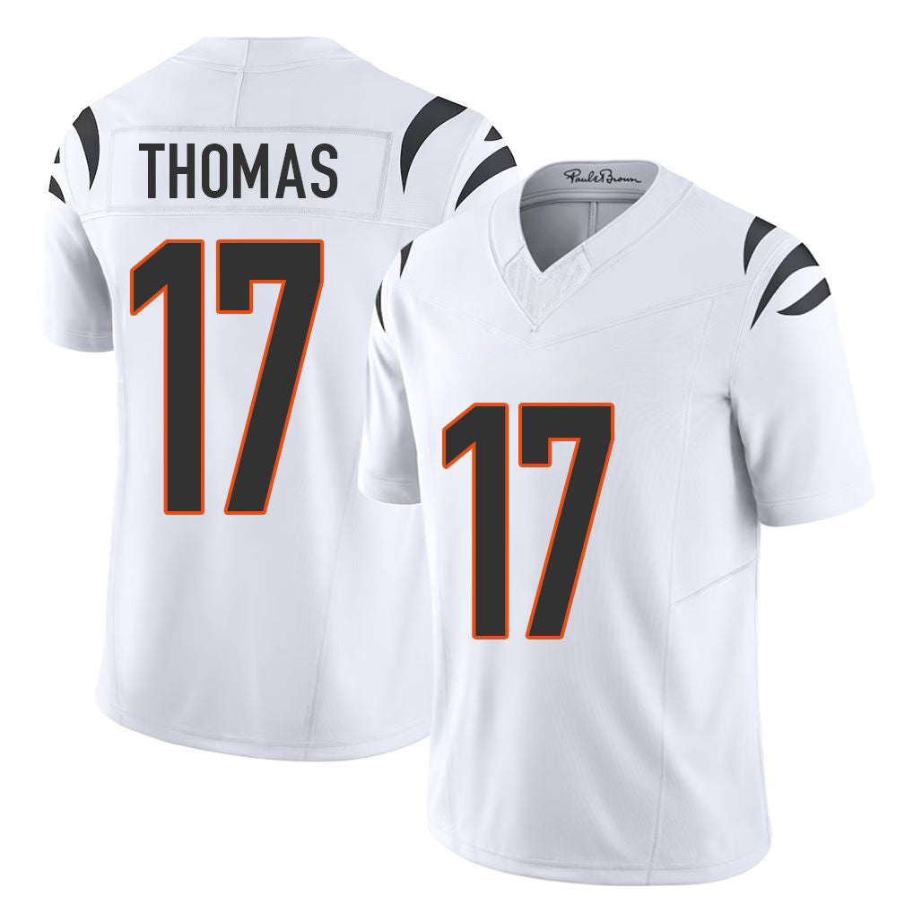 Cincinnati #17 Thomas Player Football V Neck Short Sleeve White Jersey Noah For Men Youth Women Gift