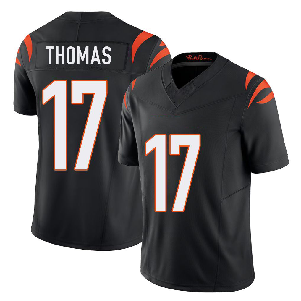 Cincinnati #17 Thomas Player Football V Neck Short Sleeve black Jersey Noah For Men Youth Women Gift
