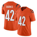 Cincinnati #42 Burks Player Football V Neck Short Sleeve Orange Jersey Oren For Men Youth Women Gift