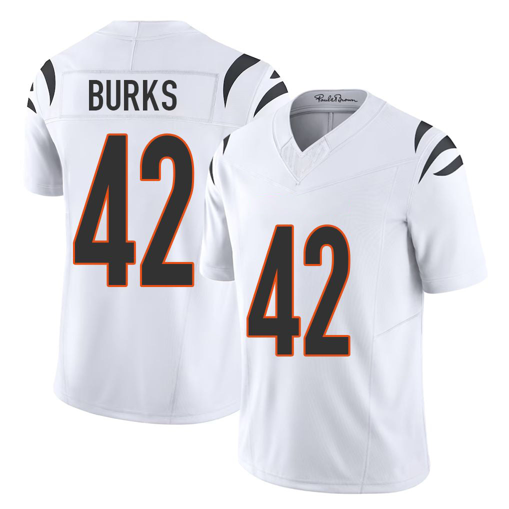 Cincinnati #42 Burks Player Football V Neck Short Sleeve White Jersey Oren For Men Youth Women Gift