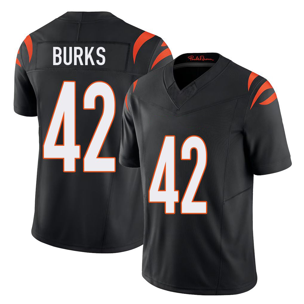Cincinnati #42 Burks Player Football V Neck Short Sleeve black Jersey Oren For Men Youth Women Gift