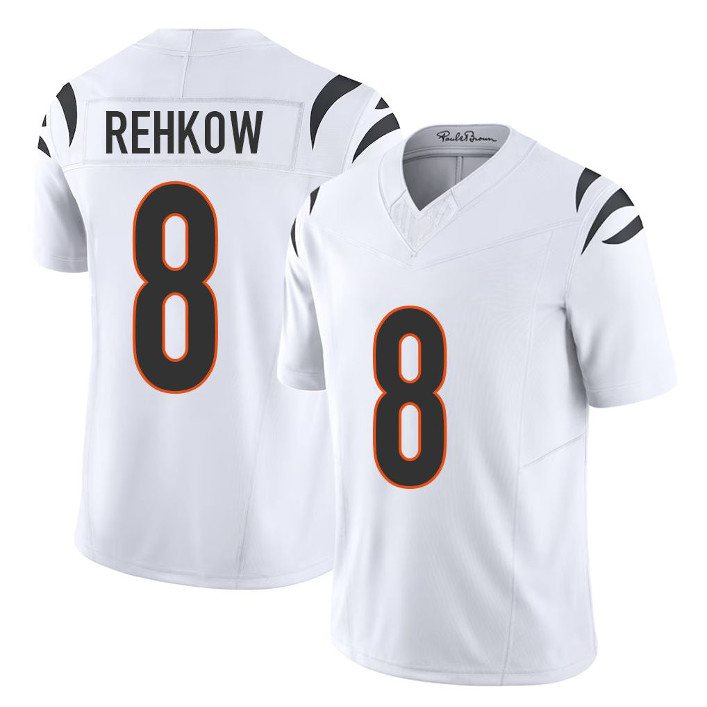 Cincinnati #8 Rehkow Player Football V Neck Short Sleeve White Jersey Ryan For Men Youth Women Gift