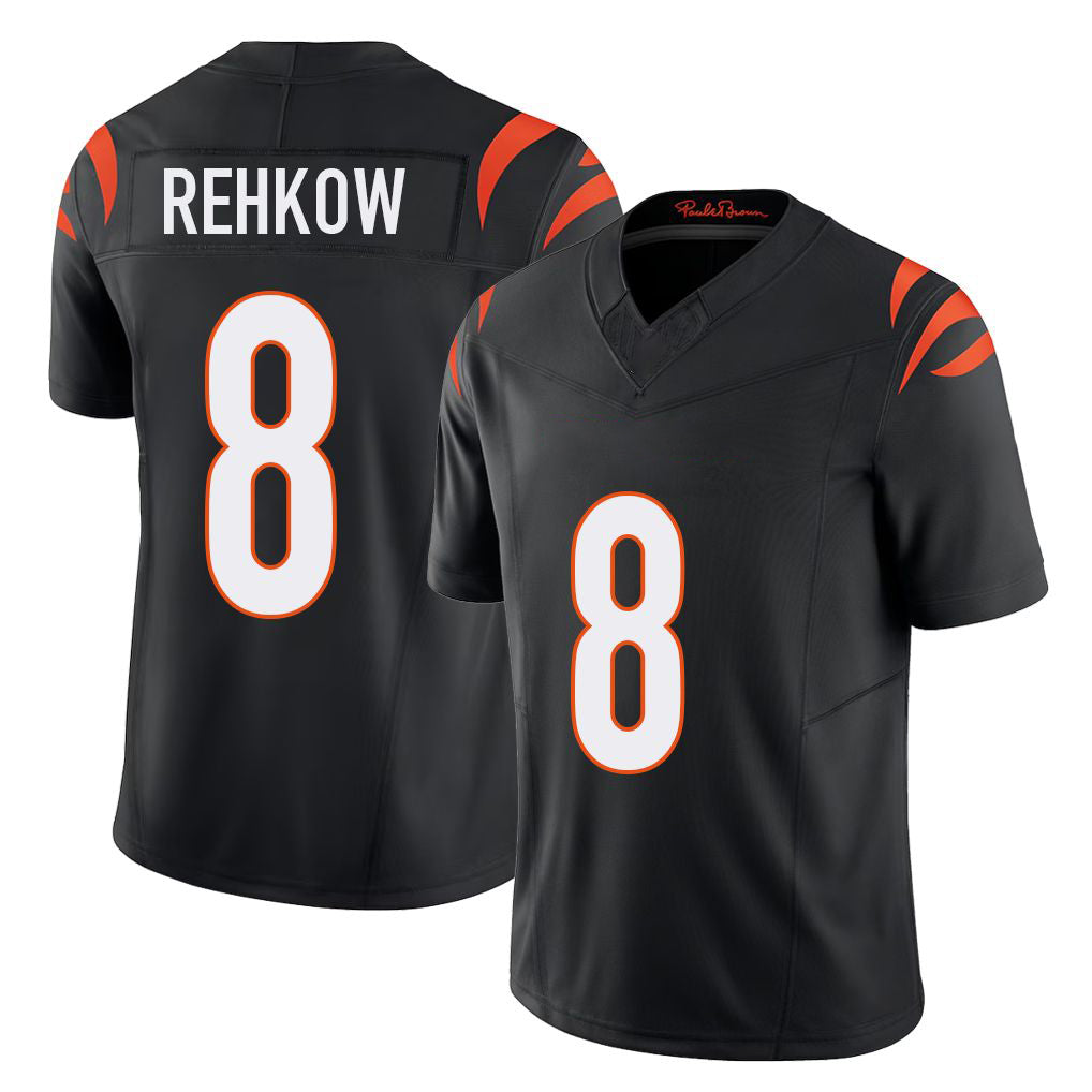 Cincinnati #8 Rehkow Player Football V Neck Short Sleeve black Jersey Ryan For Men Youth Women Gift