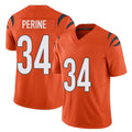 Cincinnati #34 Perine Player Football V Neck Short Sleeve Orange Jersey Samaje For Men Youth Women Gift