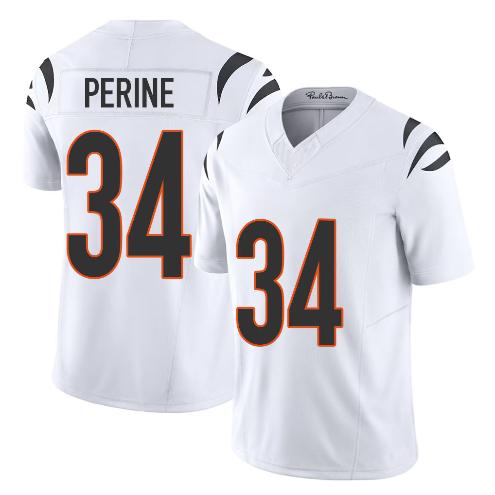 Cincinnati #34 Perine Player Football V Neck Short Sleeve White Jersey Samaje For Men Youth Women Gift