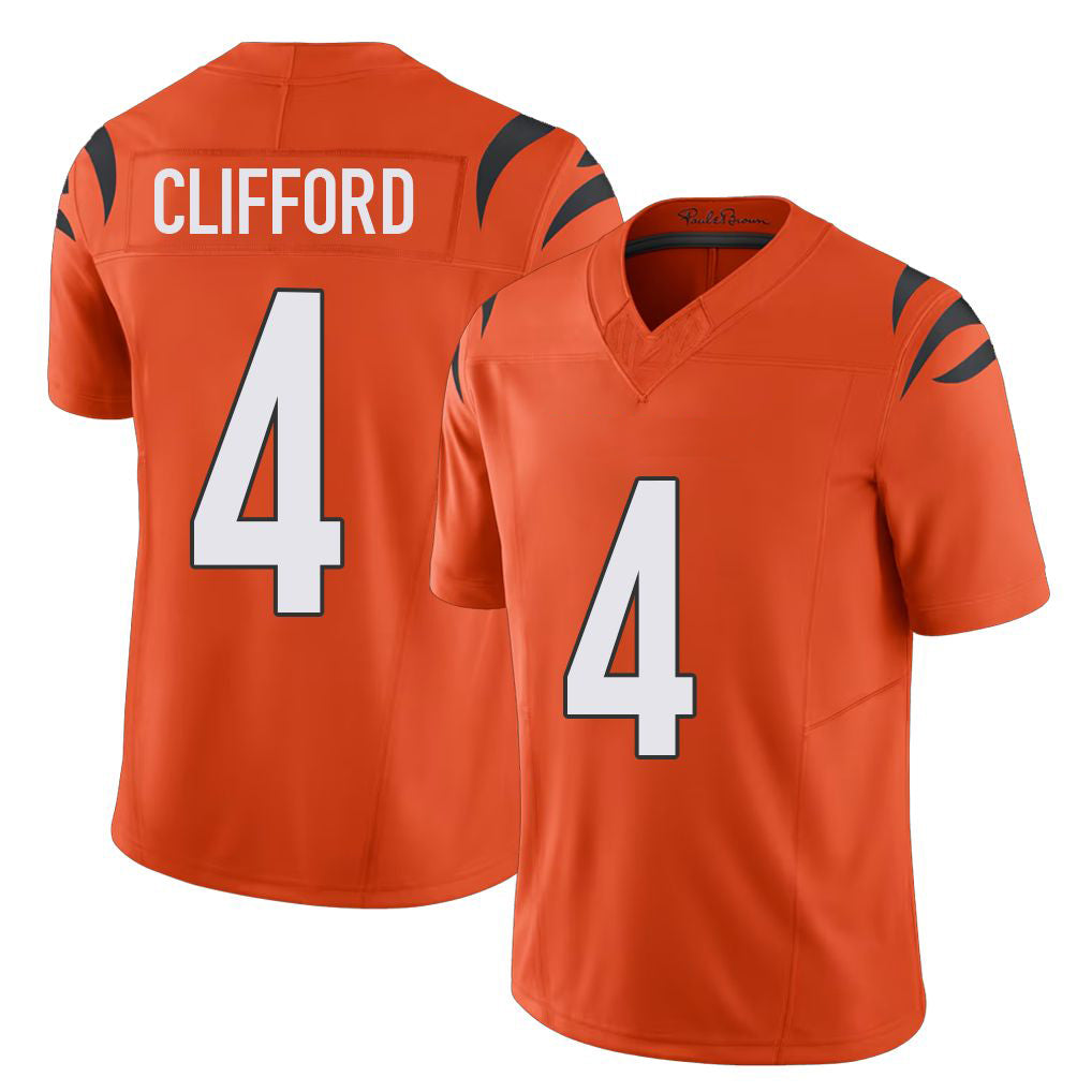Cincinnati #4 Clifford Player Football V Neck Short Sleeve Orange Jersey Sean For Men Youth Women Gift