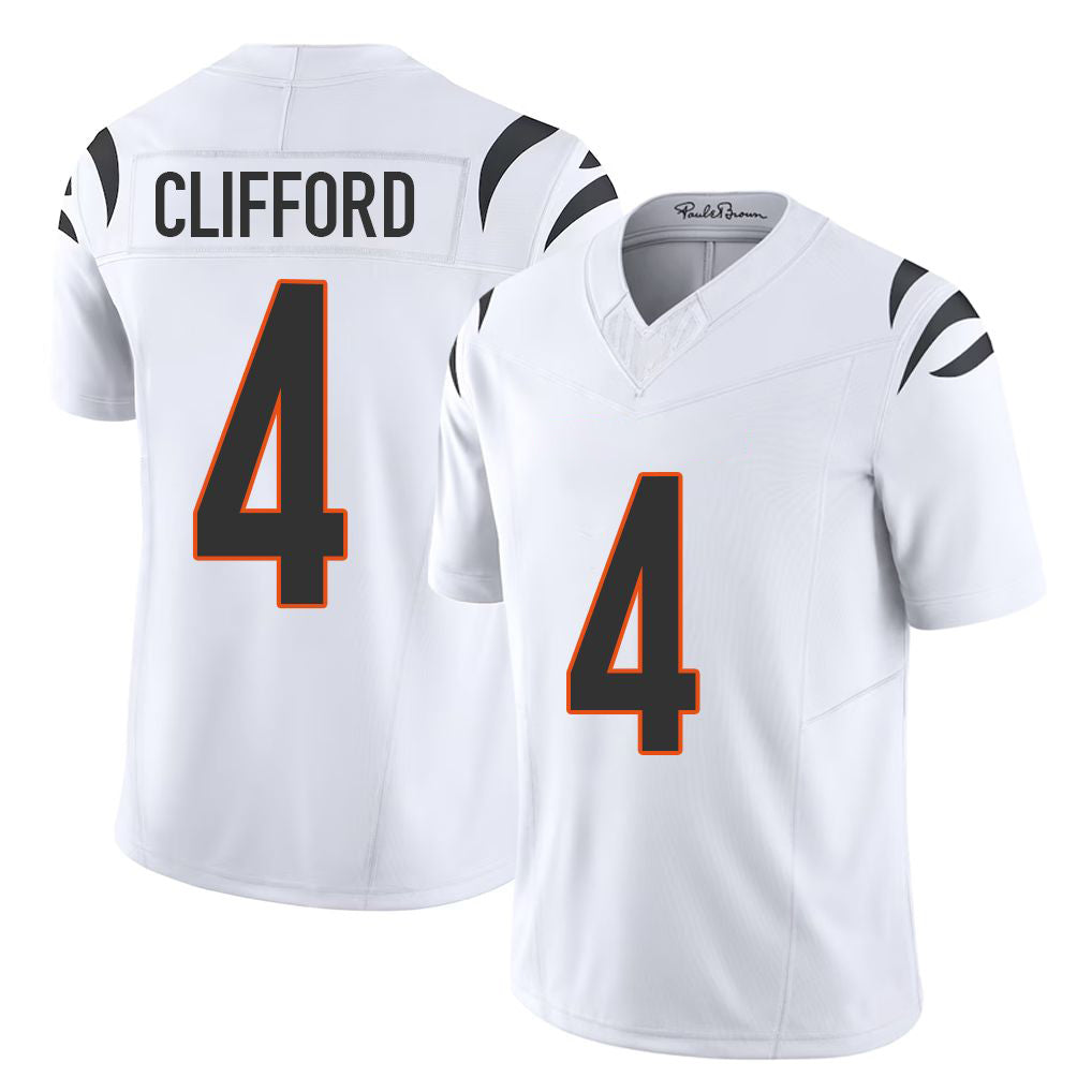 Cincinnati #4 Clifford Player Football V Neck Short Sleeve White Jersey Sean For Men Youth Women Gift