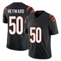 Cincinnati #50 Heyward Player Football V Neck Short Sleeve black Jersey Shaka For Men Youth Women Gift
