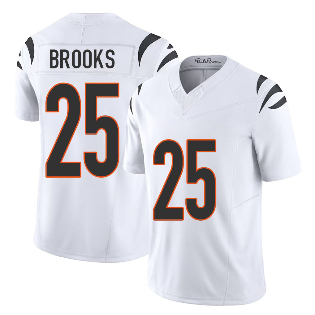 Cincinnati #25 Brooks Player Football V Neck Short Sleeve White Jersey Tahj For Men Youth Women Gift