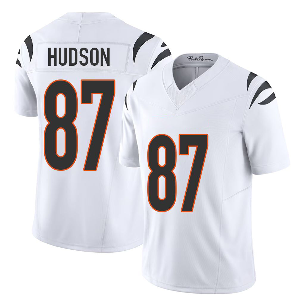 Cincinnati #87 Hudson Player Football V Neck Short Sleeve White Jersey Tanner For Men Youth Women Gift
