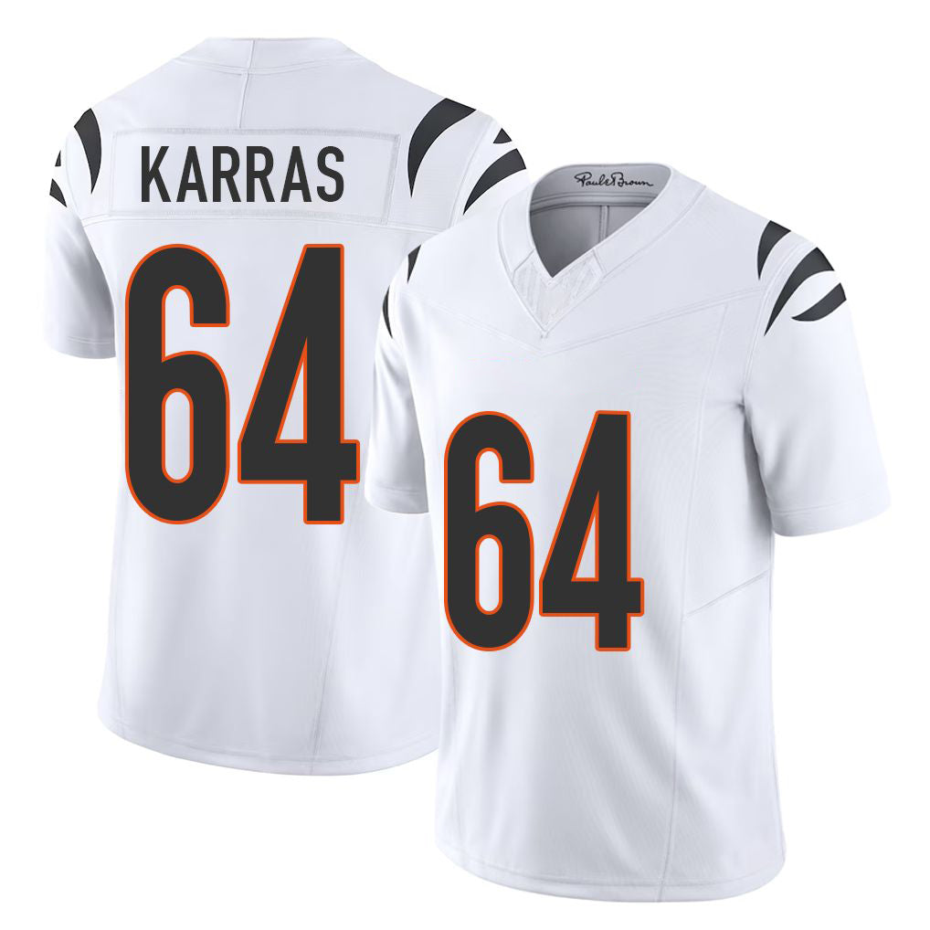 Cincinnati #64 Karras Player Football V Neck Short Sleeve White Jersey Ted For Men Youth Women Gift