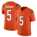Cincinnati #5 Higgins Player Football V Neck Short Sleeve Orange Jersey Tee For Men Youth Women Gift