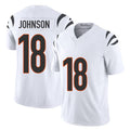 Cincinnati #18 Johnson Player Football V Neck Short Sleeve White Jersey Xavier For Men Youth Women Gift