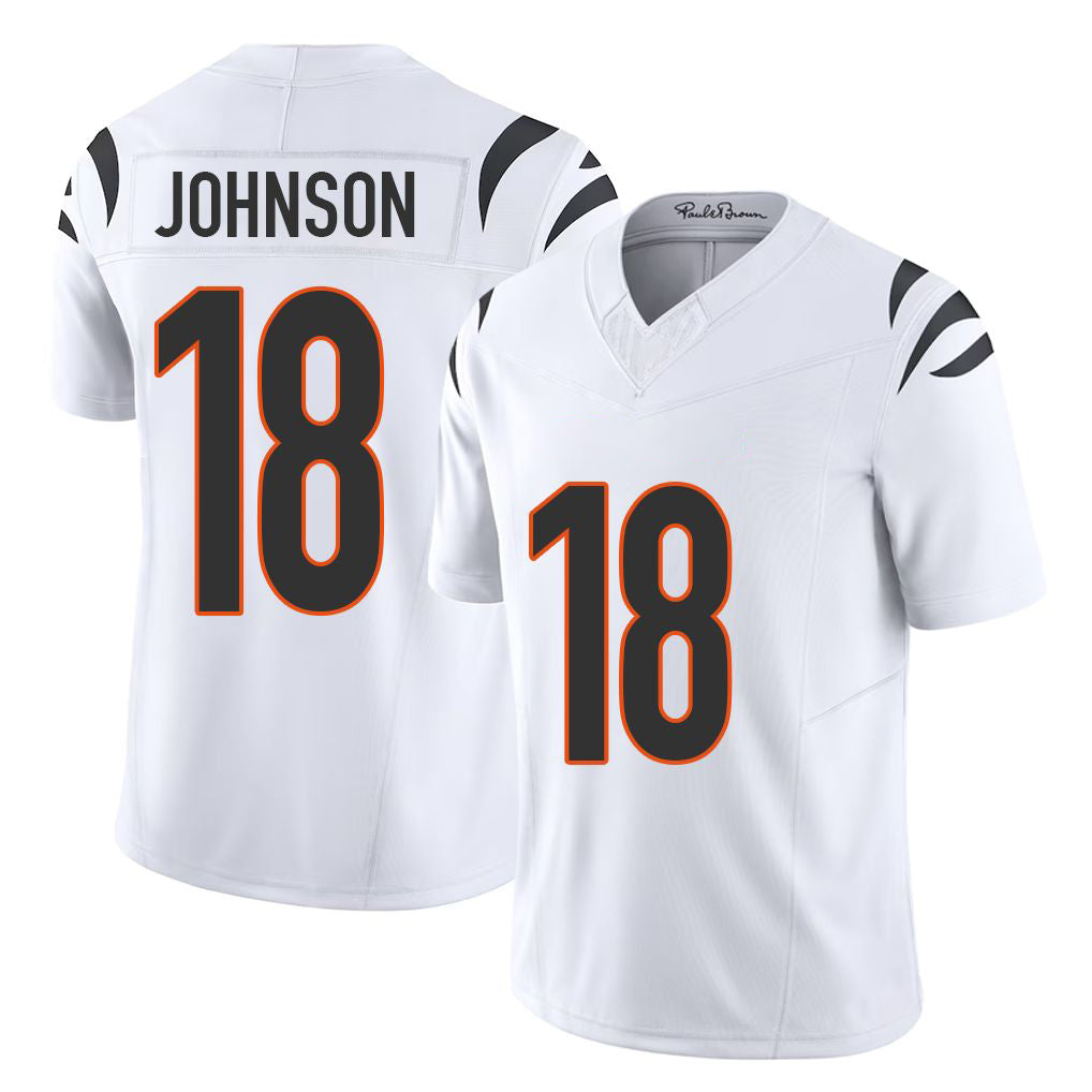 Cincinnati #18 Johnson Player Football V Neck Short Sleeve White Jersey Xavier For Men Youth Women Gift
