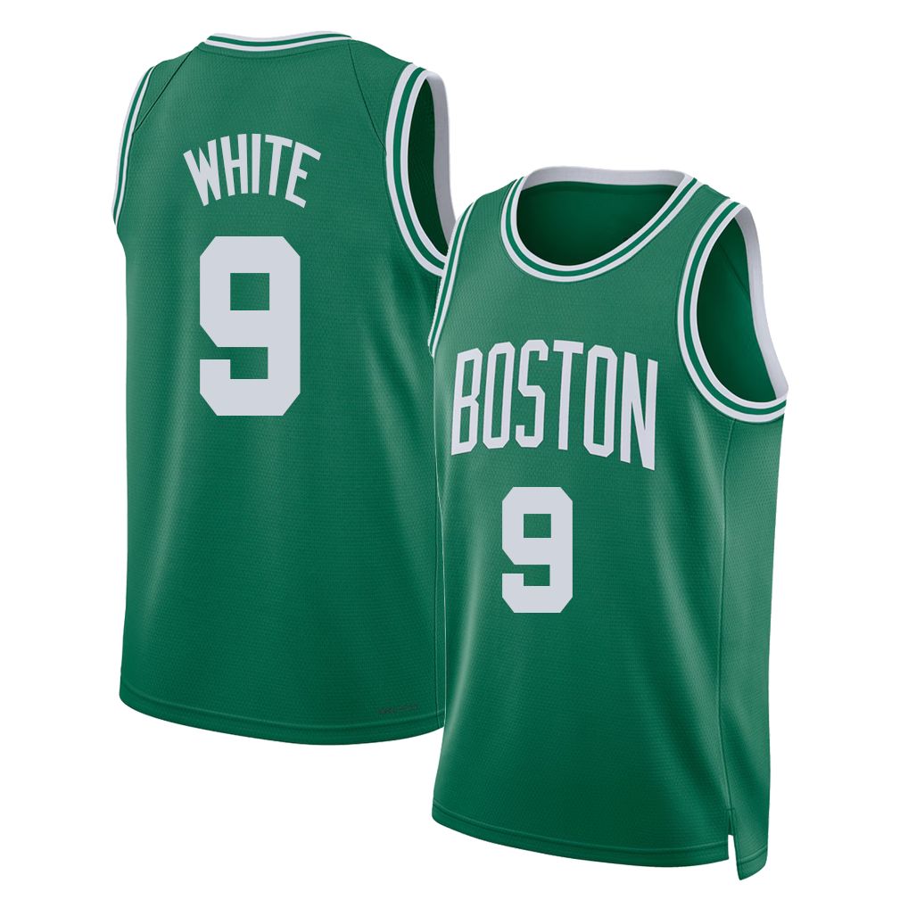 Boston #9 White Player Basketball Sleeveless Green Jersey Derrick For Adult Youth