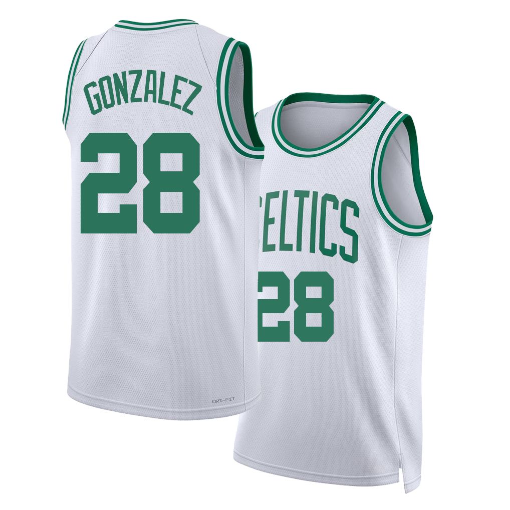 Boston #28 Gonzalez Player Basketball Sleeveless White Jersey Hugo For Adult Youth