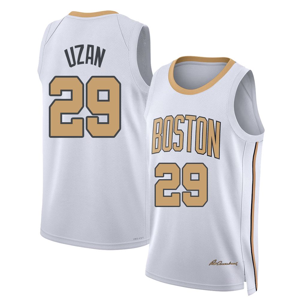 Boston #29 Uzan Player Basketball Sleeveless White Jersey Milos For Adult Youth
