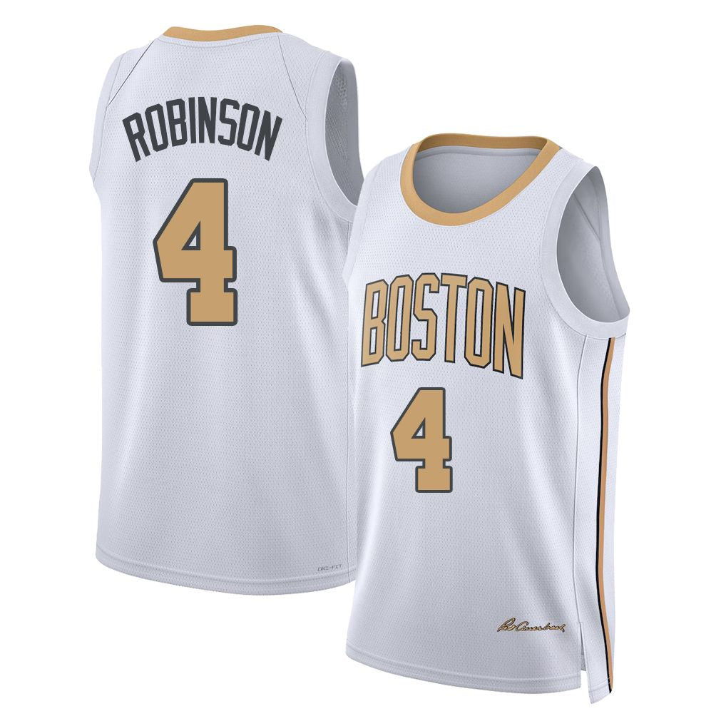Boston #4 Robinson Player Basketball Sleeveless White Jersey Mitchell For Adult Youth