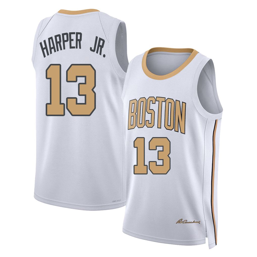 Boston #13 Harper Jr. Player Basketball Sleeveless White Jersey Ron For Adult Youth