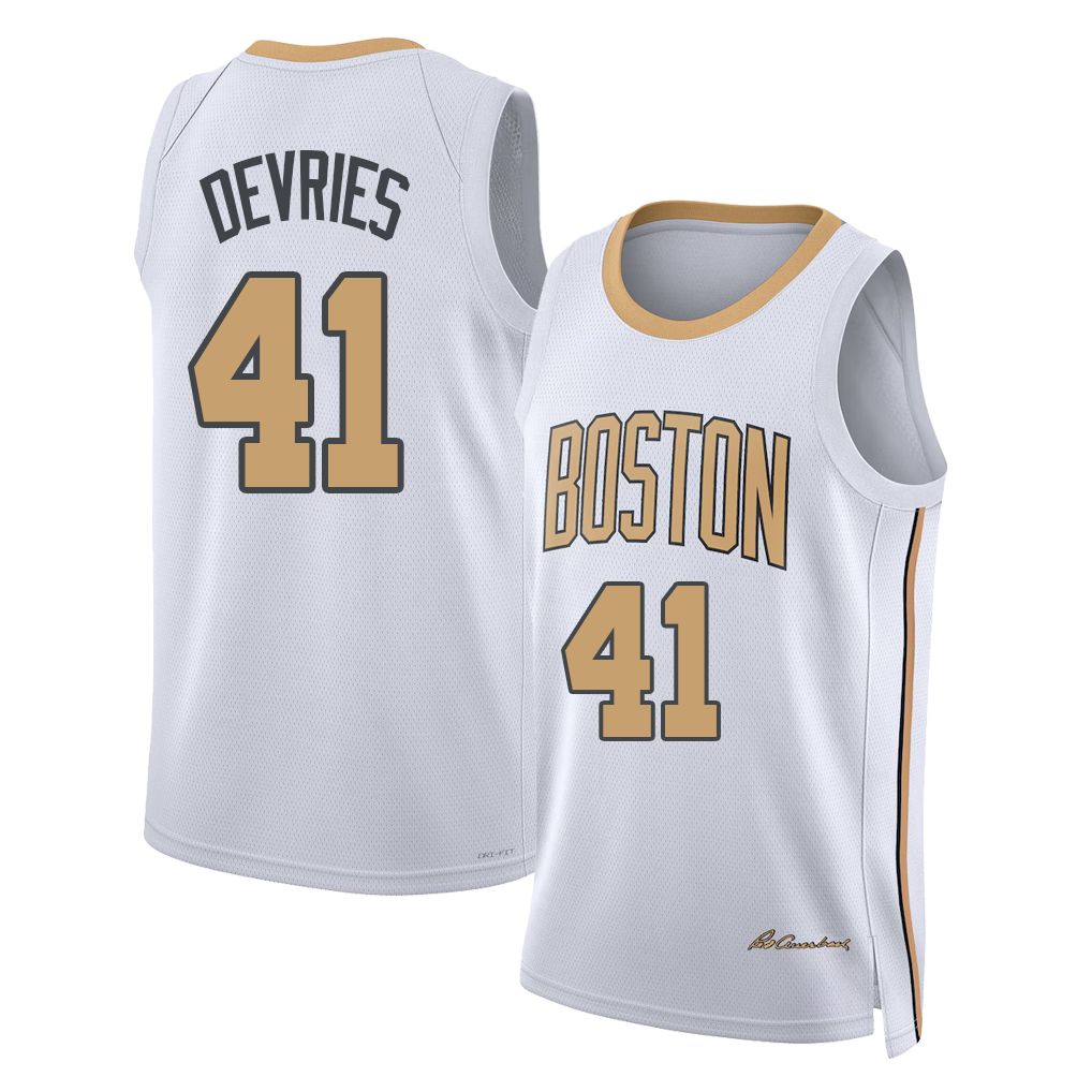Boston #41 DeVries Player Basketball Sleeveless White Jersey Tucker For Adult Youth