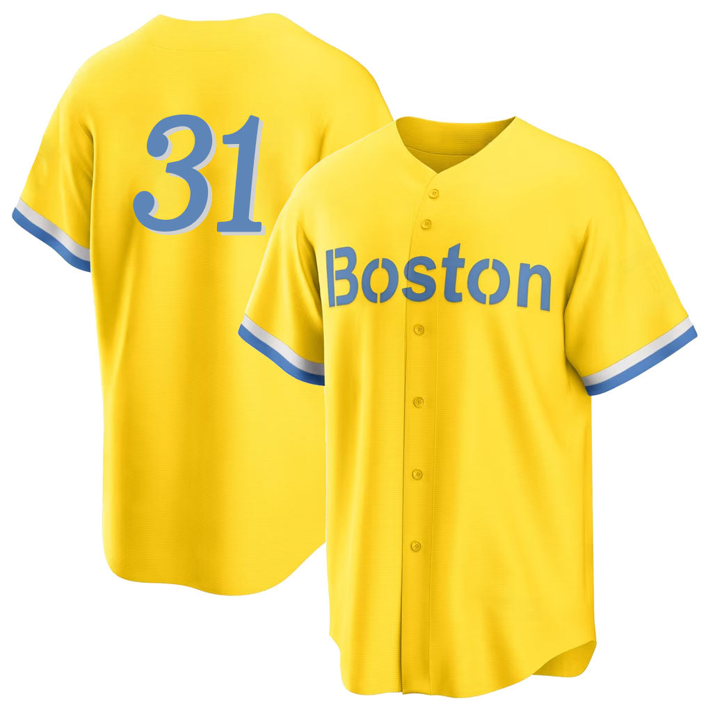 Boston #31 Rutschman Player Baseball Short Sleeve Gold Jersey Adley For Men Women Youth Gift