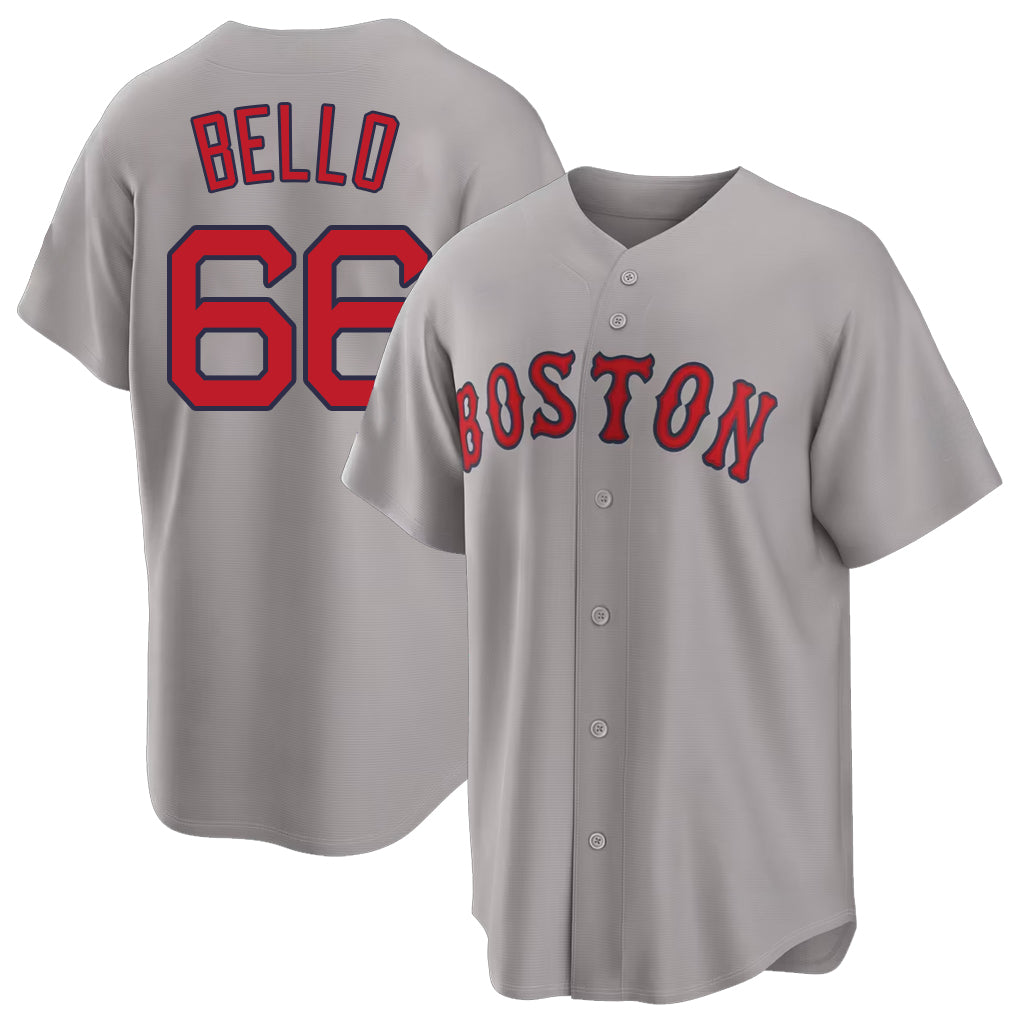 Boston #66 Bello Player Baseball Short Sleeve Gray Jersey Brayan For Men Women Youth Gift
