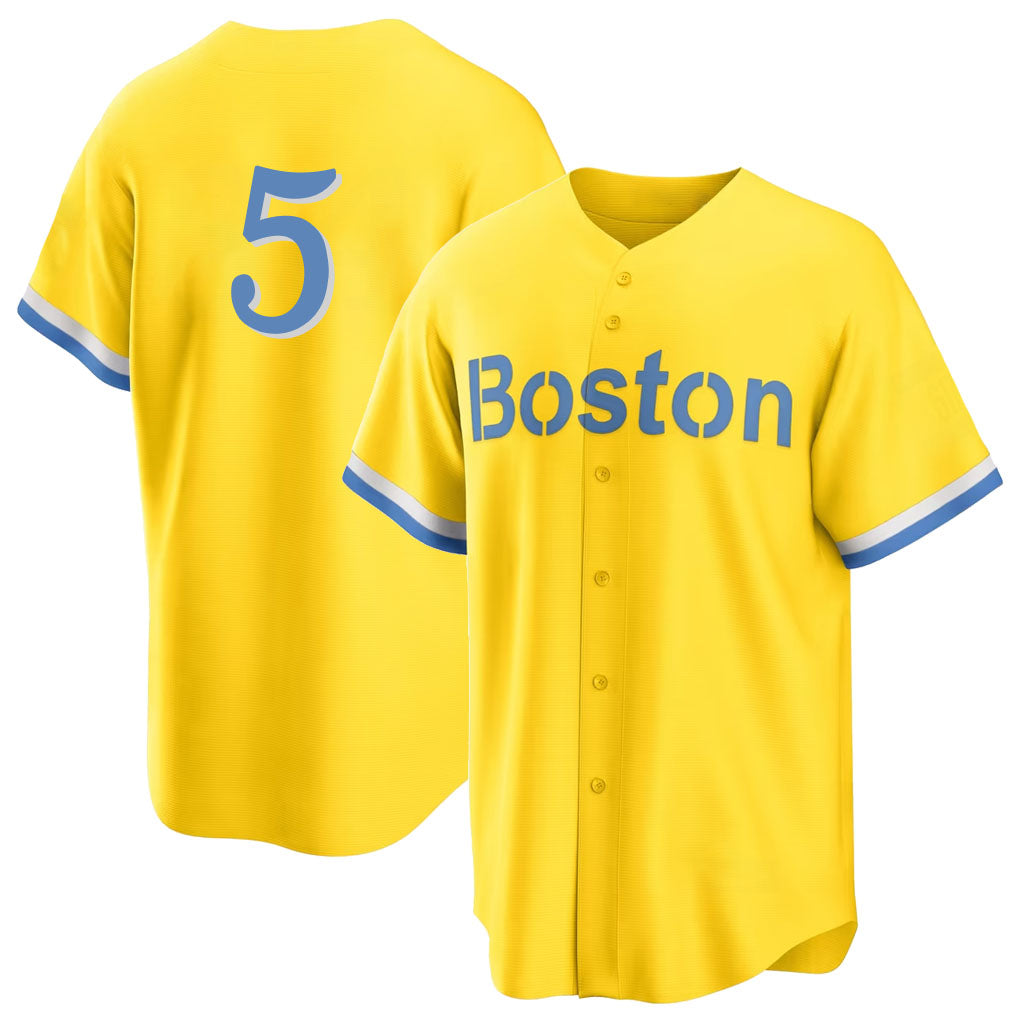 Boston #5 Durbin Player Baseball Short Sleeve Gold Jersey Caleb For Men Women Youth Gift