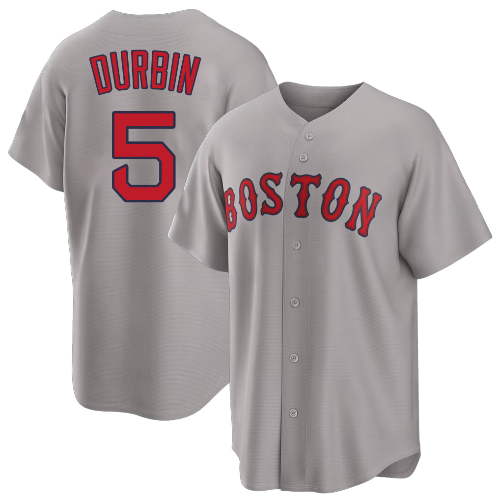 Boston #5 Durbin Player Baseball Short Sleeve Gray Jersey Caleb For Men Women Youth Gift