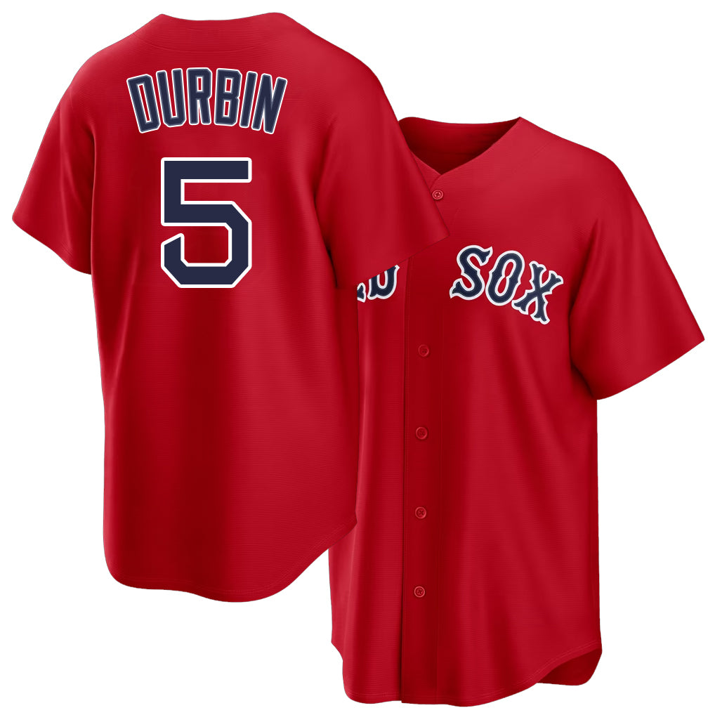 Boston #5 Durbin Player Baseball Short Sleeve Red Jersey Caleb For Men Women Youth Gift