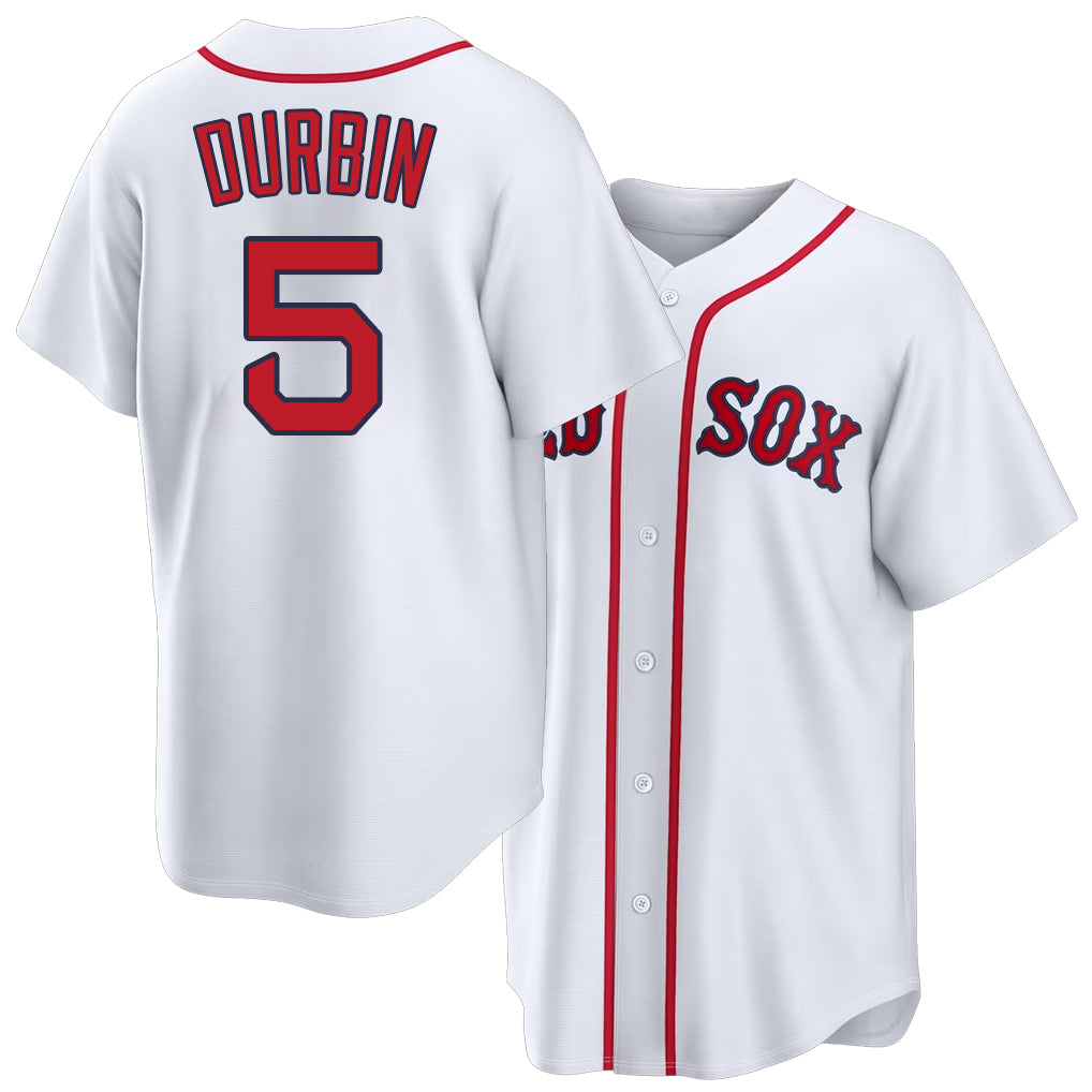 Boston #5 Durbin Player Baseball Short Sleeve White Jersey Caleb For Men Women Youth Gift