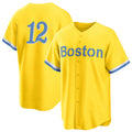 Boston #12 Wong Player Baseball Short Sleeve Gold Jersey Connor For Men Women Youth Gift
