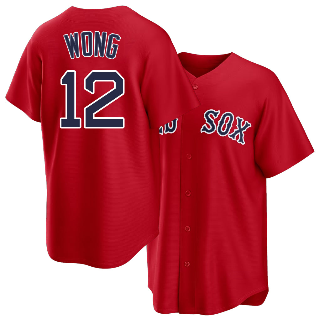 Boston #12 Wong Player Baseball Short Sleeve Red Jersey Connor For Men Women Youth Gift