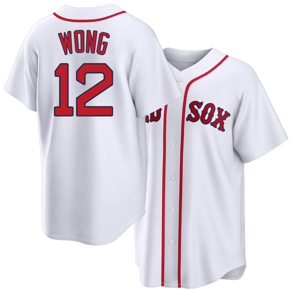 Boston #12 Wong Player Baseball Short Sleeve White Jersey Connor For Men Women Youth Gift