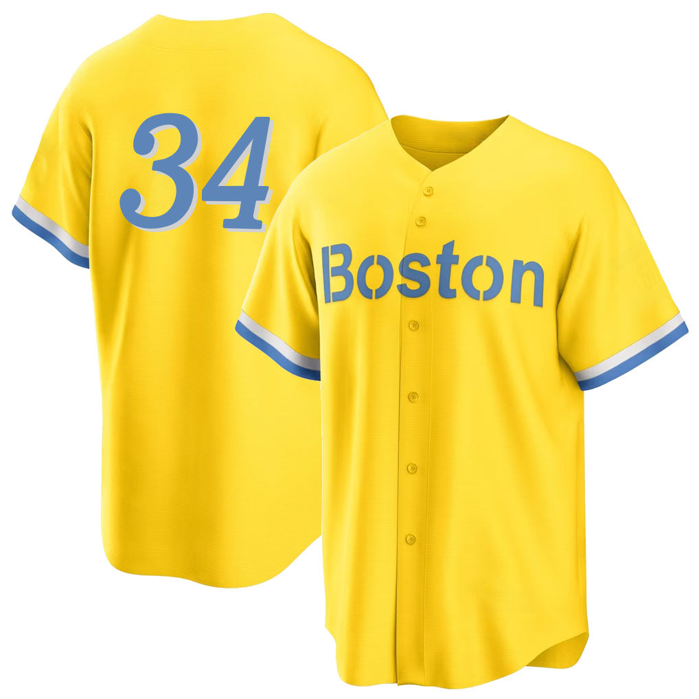 Boston #34 Ortiz Player Baseball Short Sleeve Gold Jersey David For Men Women Youth Gift
