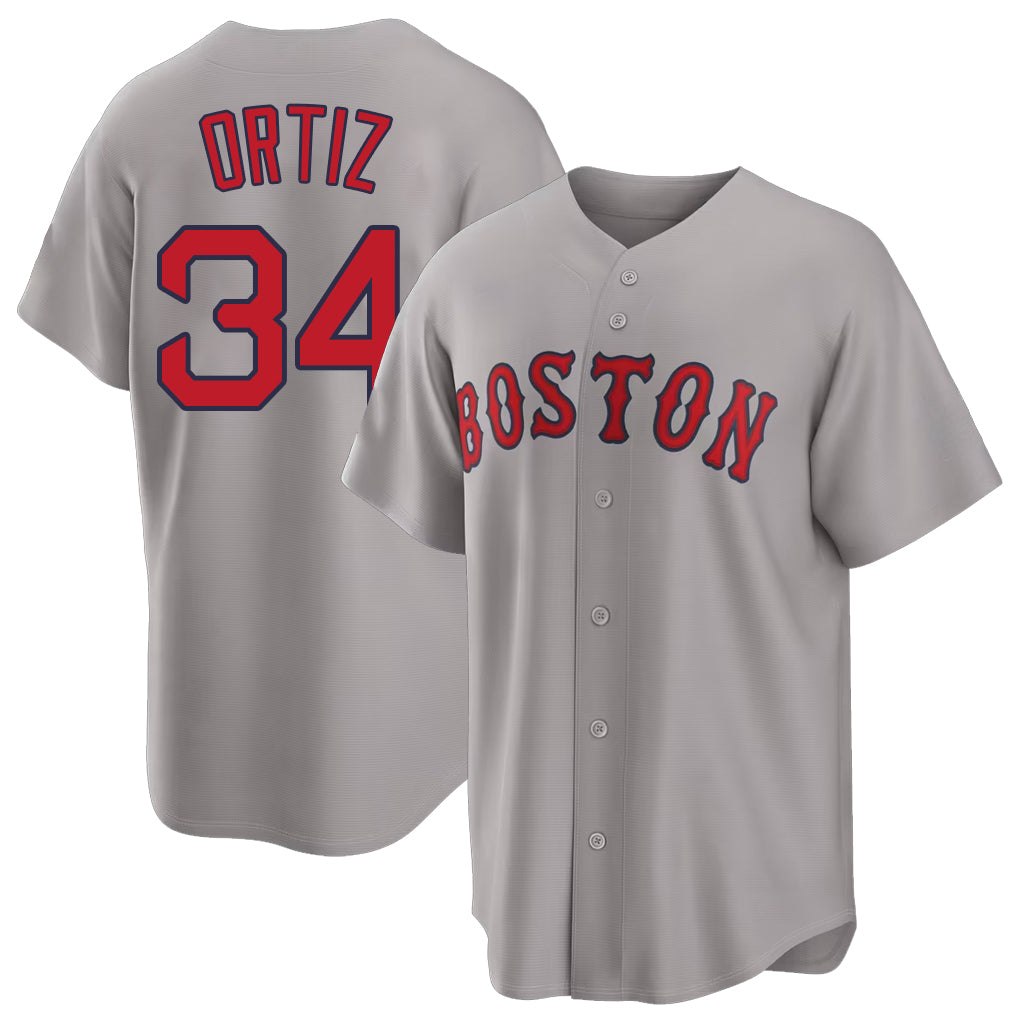 Boston #34 Ortiz Player Baseball Short Sleeve Gray Jersey David For Men Women Youth Gift