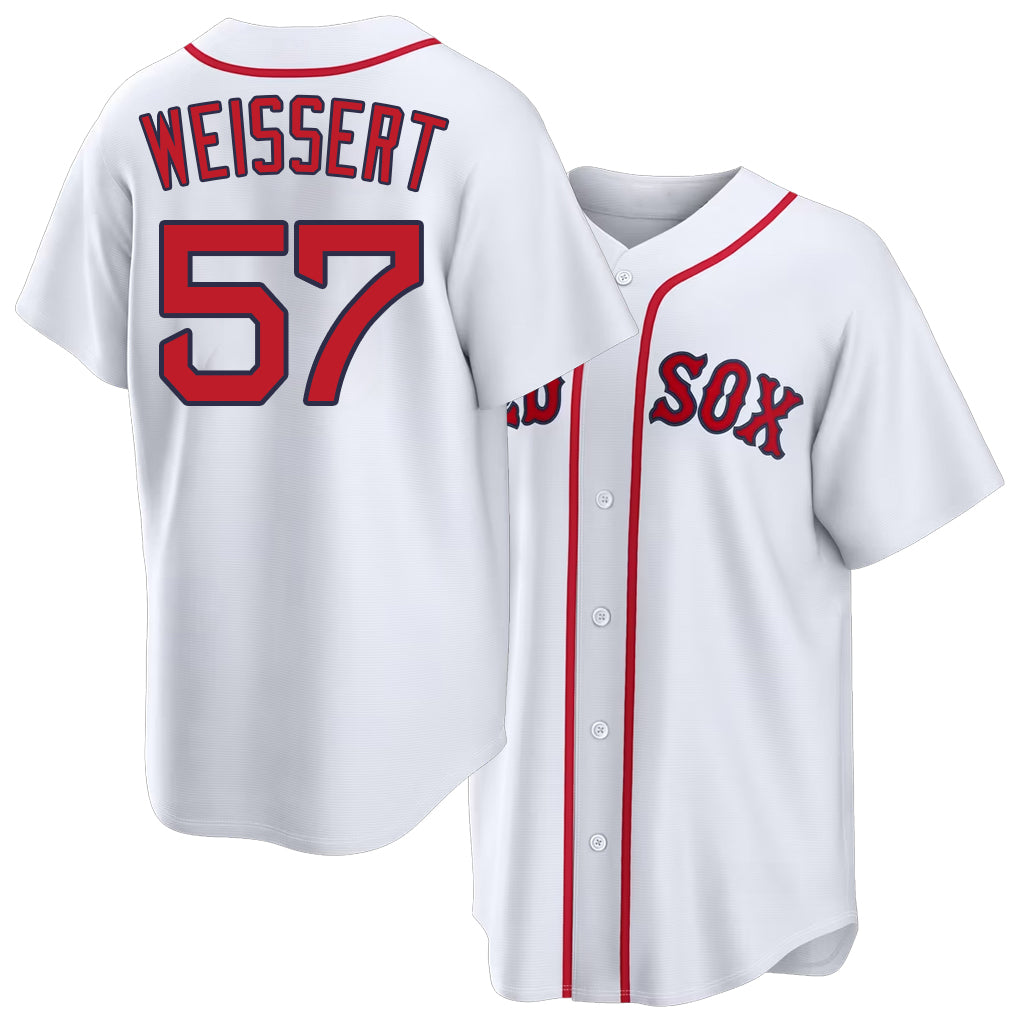 Boston #57 Weissert Player Baseball Short Sleeve White Jersey Greg For Men Women Youth Gift
