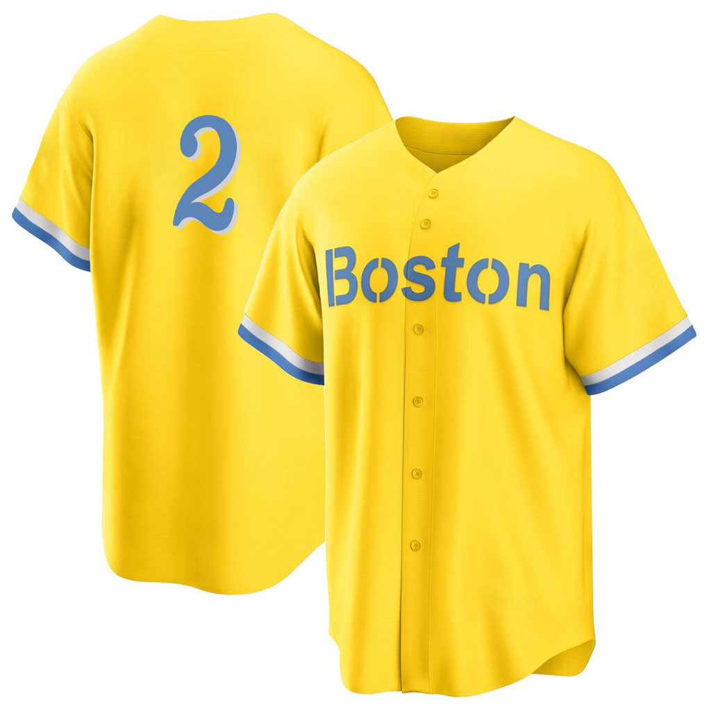 Boston #2 Kiner-Falefa Player Baseball Short Sleeve Gold Jersey Isiah For Men Women Youth Gift