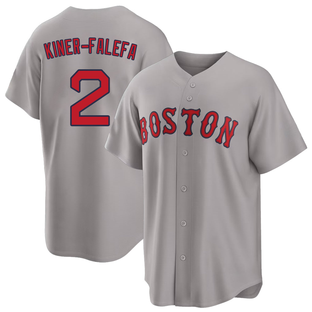Boston #2 Kiner-Falefa Player Baseball Short Sleeve Gray Jersey Isiah For Men Women Youth Gift