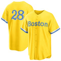 Boston #28 Martinez Player Baseball Short Sleeve Gold Jersey J.D. For Men Women Youth Gift