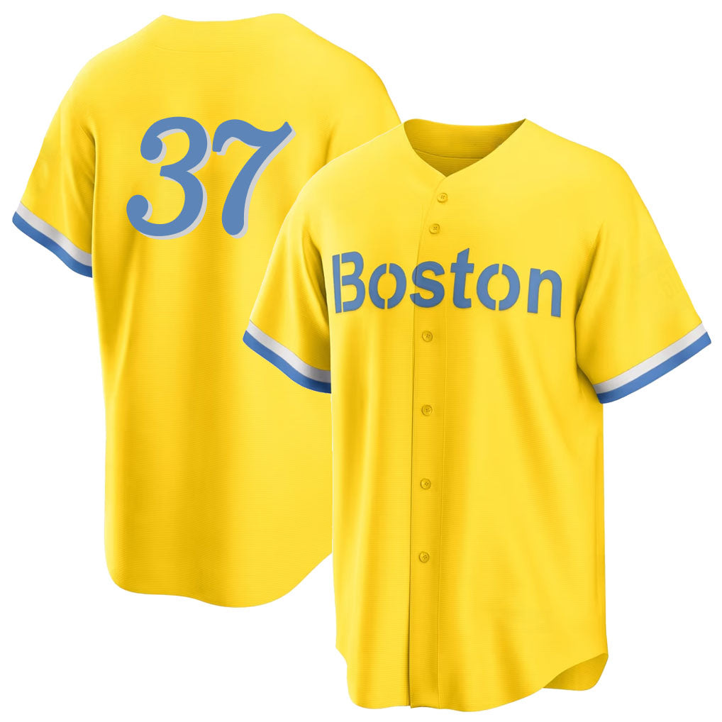 Boston #37 Jones Player Baseball Short Sleeve Gold Jersey Jahmai For Men Women Youth Gift