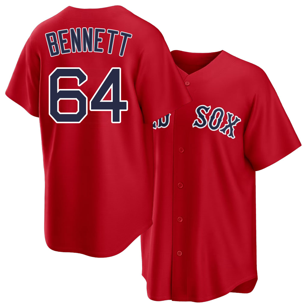 Boston #64 Bennett Player Baseball Short Sleeve Red Jersey Jake For Men Women Youth Gift