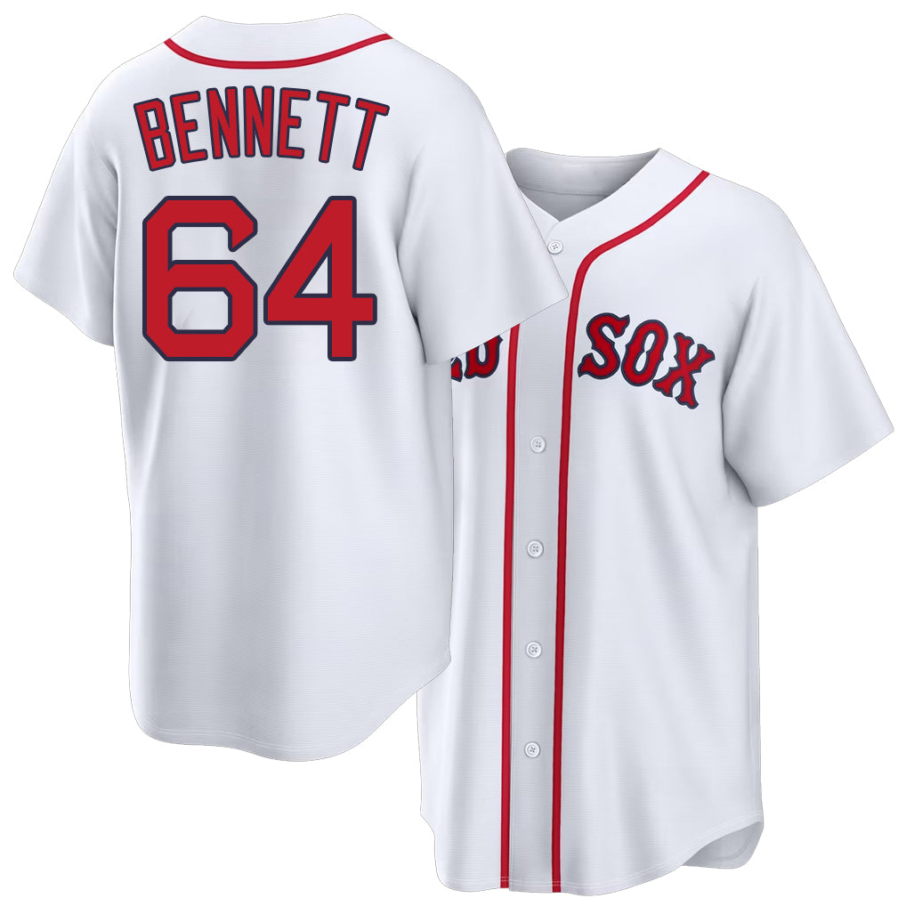 Boston #64 Bennett Player Baseball Short Sleeve White Jersey Jake For Men Women Youth Gift