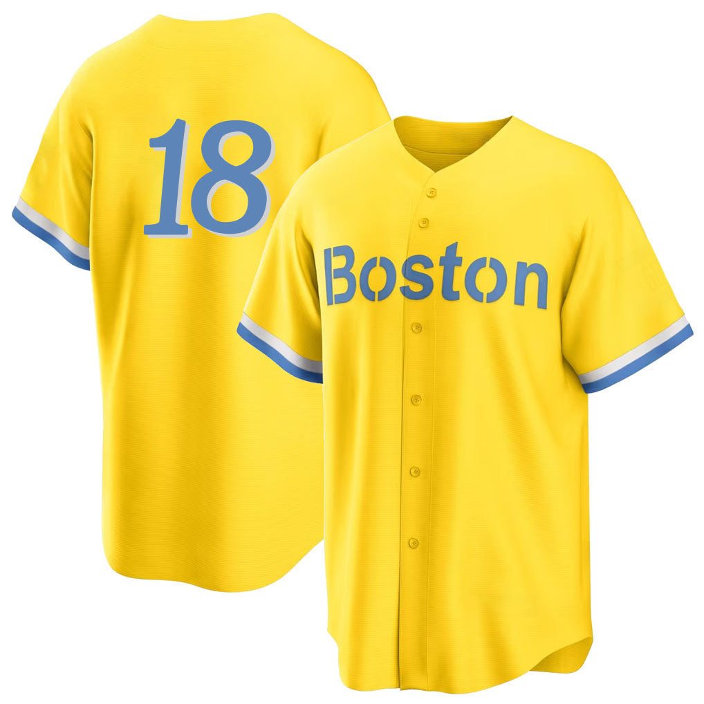 Boston #18 Eaton Player Baseball Short Sleeve Gold Jersey Nate For Men Women Youth Gift