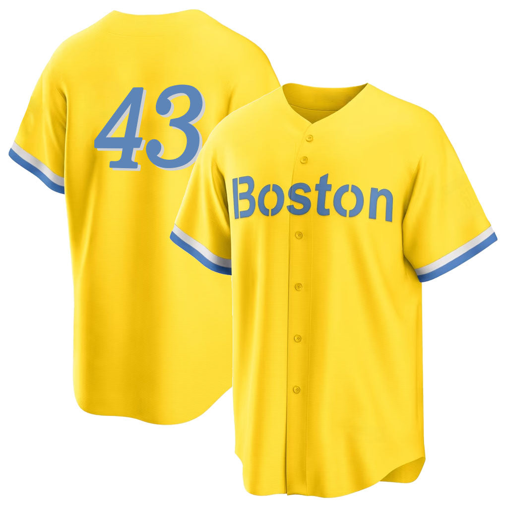 Boston #43 Sandoval Player Baseball Short Sleeve Gold Jersey Patrick For Men Women Youth Gift
