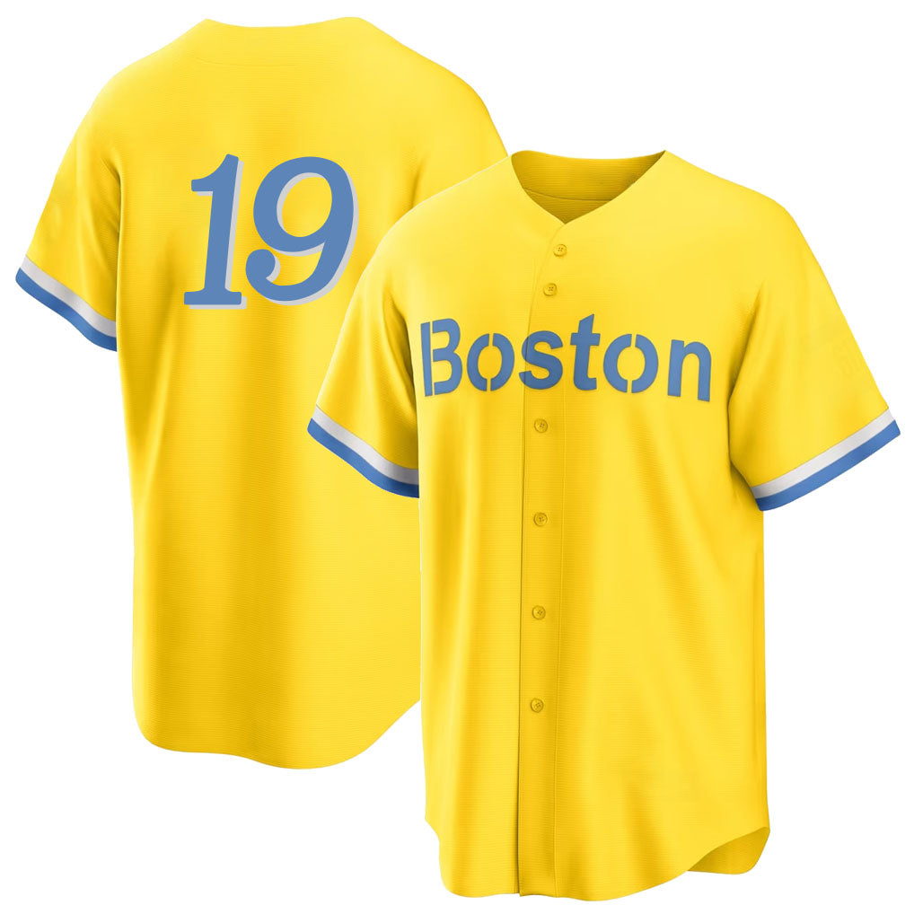 Boston #19 Anthony Player Baseball Short Sleeve Gold Jersey Roman For Men Women Youth Gift