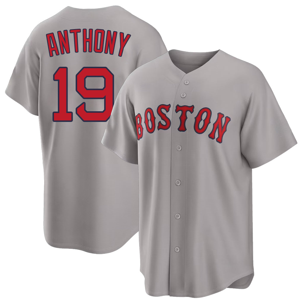 Boston #19 Anthony Player Baseball Short Sleeve Gray Jersey Roman For Men Women Youth Gift