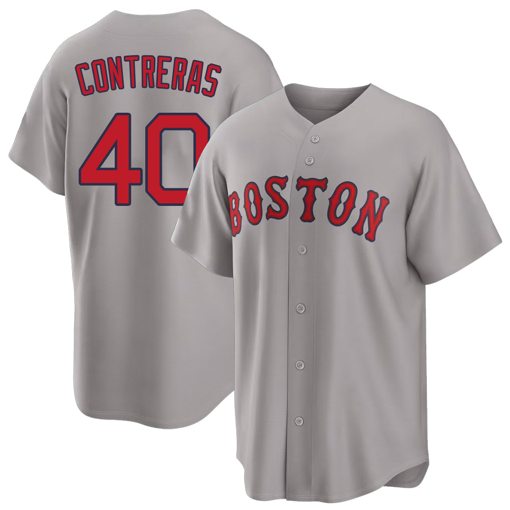 Boston #40 Contreras Player Baseball Short Sleeve Gray Jersey Willson For Men Women Youth Gift
